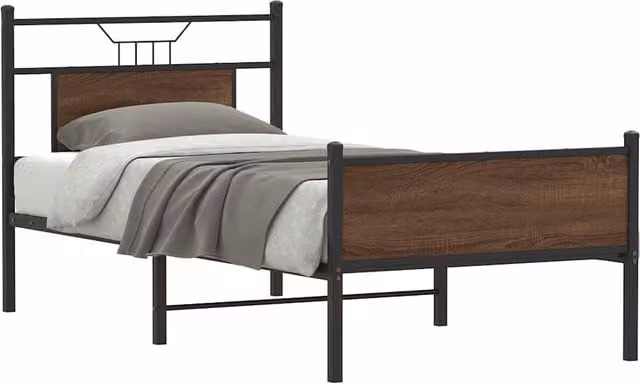 Berkfield Home Bed Frame in Brown Oak, W/D/H: 80 x 200 cm – 1