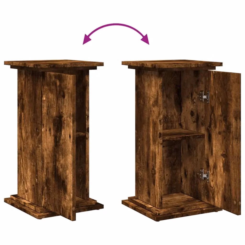 Berkfield Home Display Stand with Storage in Smoked Oak Brown, W/D/H: 31 x 30 x 60 cm – 3
