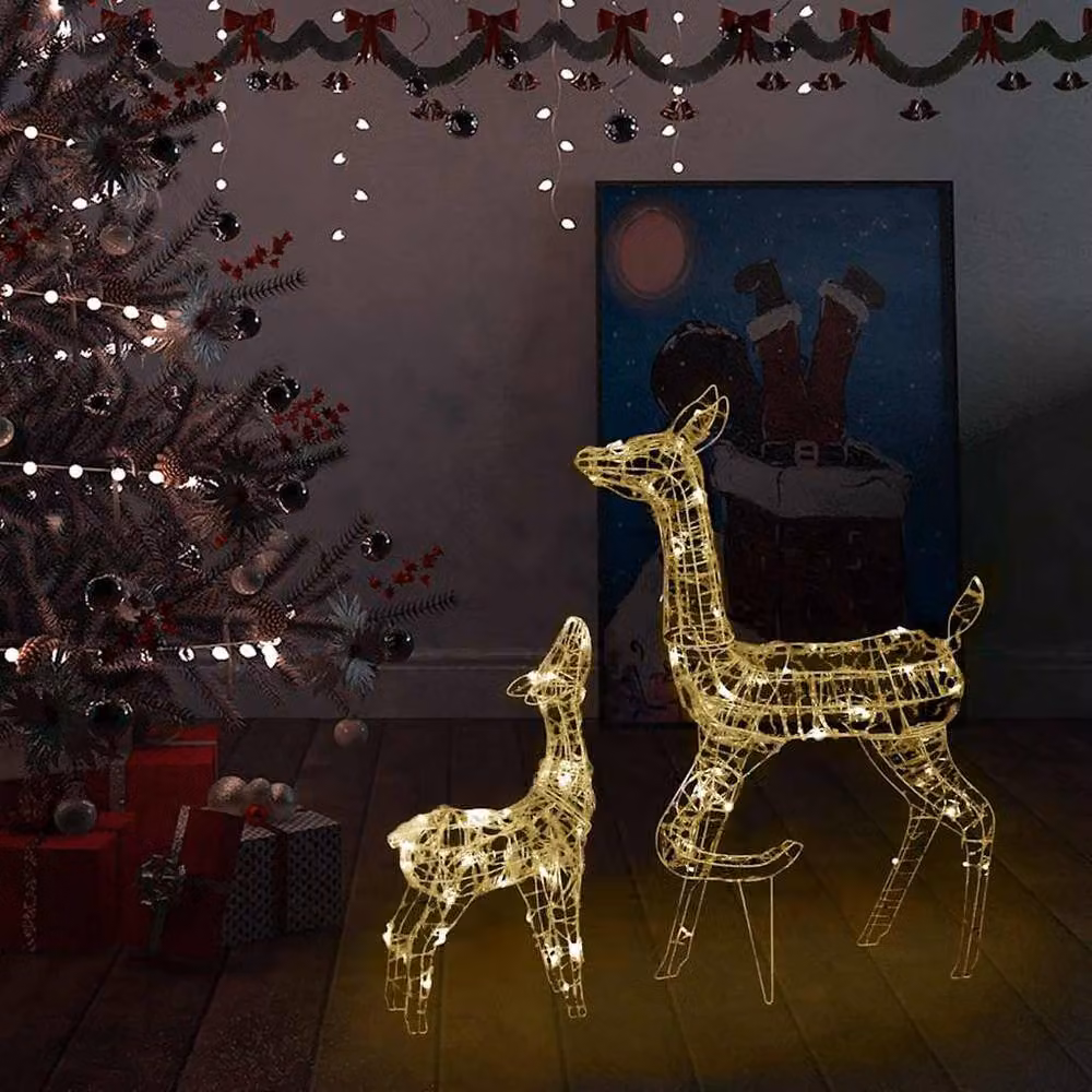Berkfield Home Acrylic Reindeer Family Christmas Decoration with 160 Warm White LEDs – 2