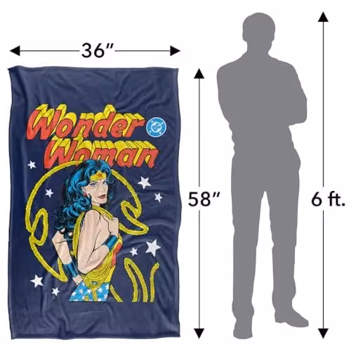 LOGOVISION Wonder Woman Golden Lasso Super Soft Silky Touch Fleece Throw Blanket, Multicolour, W: 91 cm, D: 147 cm – 4
