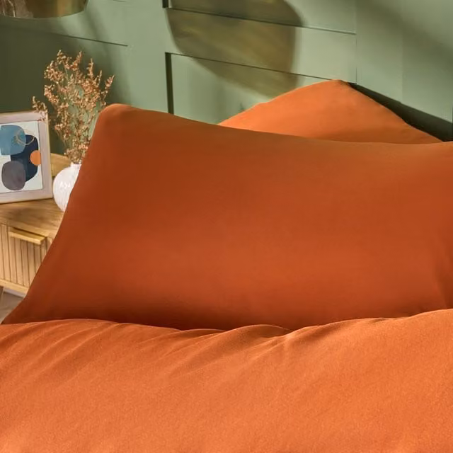OHS 2 Pack Soft Microfibre Wrinkle Resistant Housewife Pillowcases in Rust Orange, Standard Size – 1