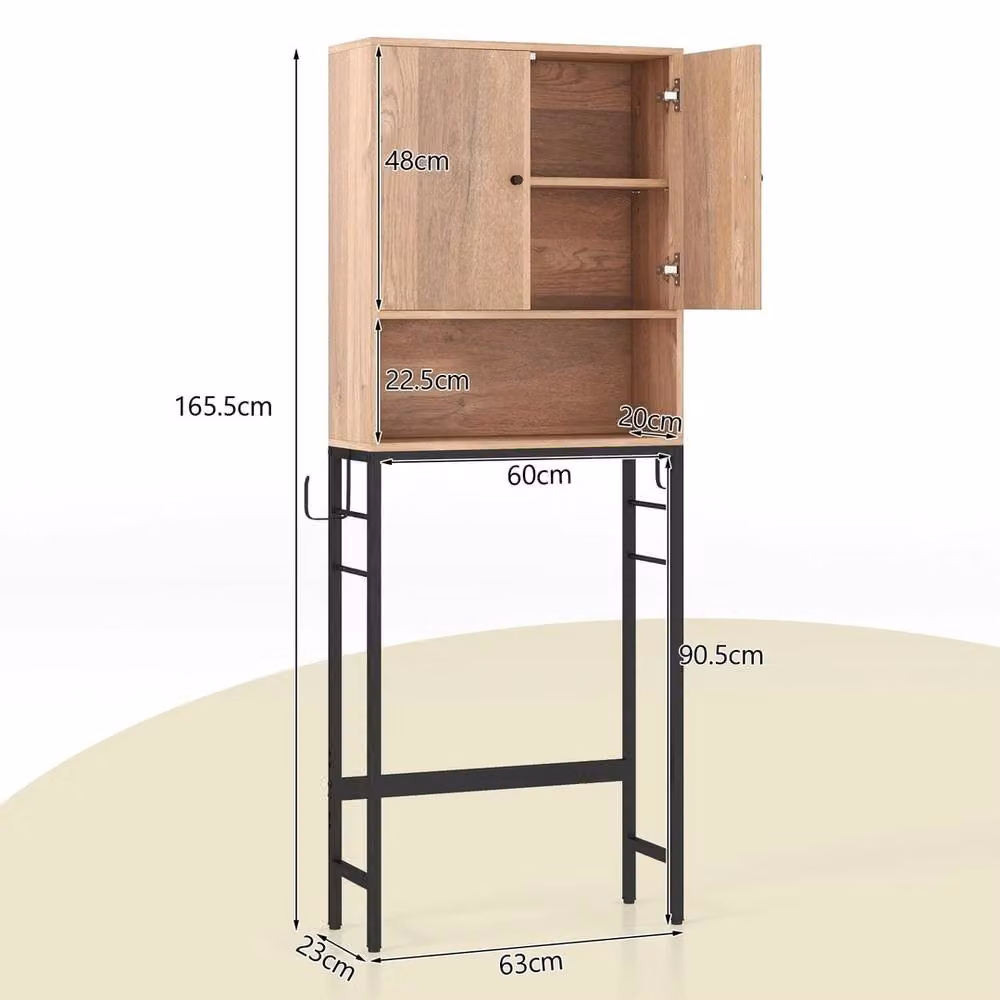 Havendro Over The Toilet Storage Cabinet, Freestanding Industrial Bathroom Rack in Brown, W/D/H: 63.0 x 23.0 x 165.5 cm – 2