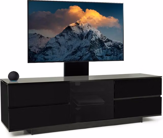 AVITUS ULTRA TV Cabinet with Glass Door and Mounting Arm, Black, W/D/H: 158 x 40 x 48 cm