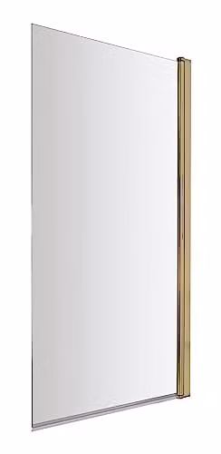 nuie NSSQ8 Pacific Modern Square Hinged Bath Screen, 6mm Toughened Safety Glass, Clear, Brushed Brass