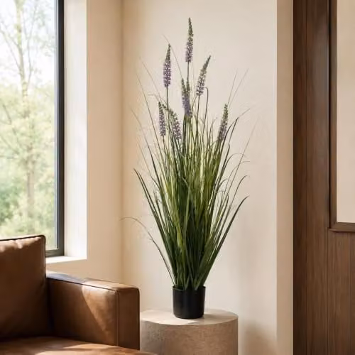 Leaf Design UK 125cm Artificial Lavender Grass in Green with Pot – 2