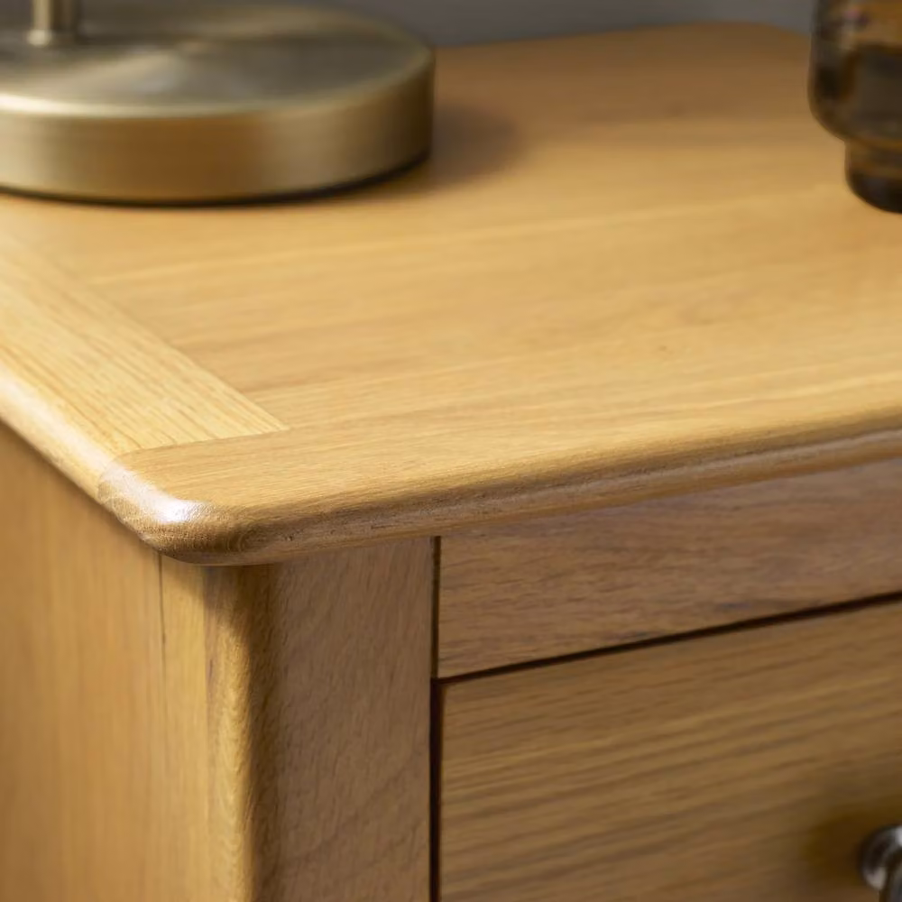 Cheshire Premium Langford Oak Compact 1 Drawer Bedside Table with Shelf in Brown – 4