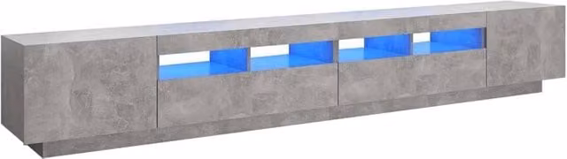 Berkfield Home Modern TV Cabinet with LED Lights in Concrete Grey, W: 260 cm, D: 40 cm, H: 40 cm – 1