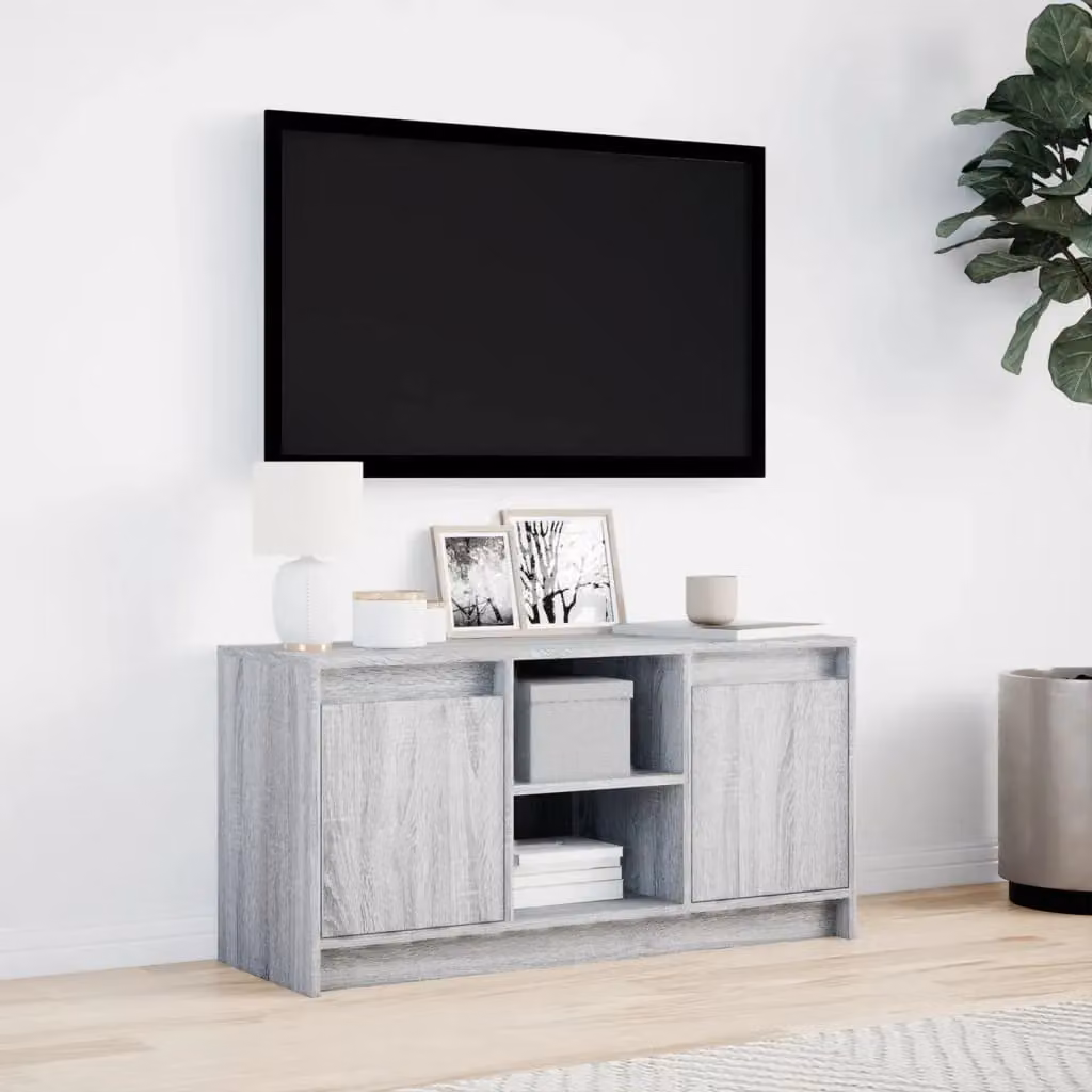 Berkfield Home Modern TV Cabinet with LED in Grey Sonoma, W/D/H: 100 x 34 x 50 cm – 2