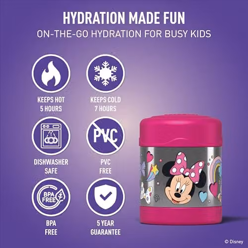 Thermos Disney Minnie Mouse Pink Multicolour Insulated Stainless Steel Food Flask 290ml – 3