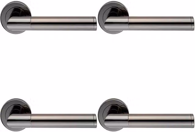 Loops 4x Pair Sectional Round Bar Handles with Round Rose in Black Nickel Finish