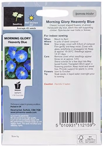 Johnsons Morning Glory Heavenly Blue Climber Flower Seeds – 2