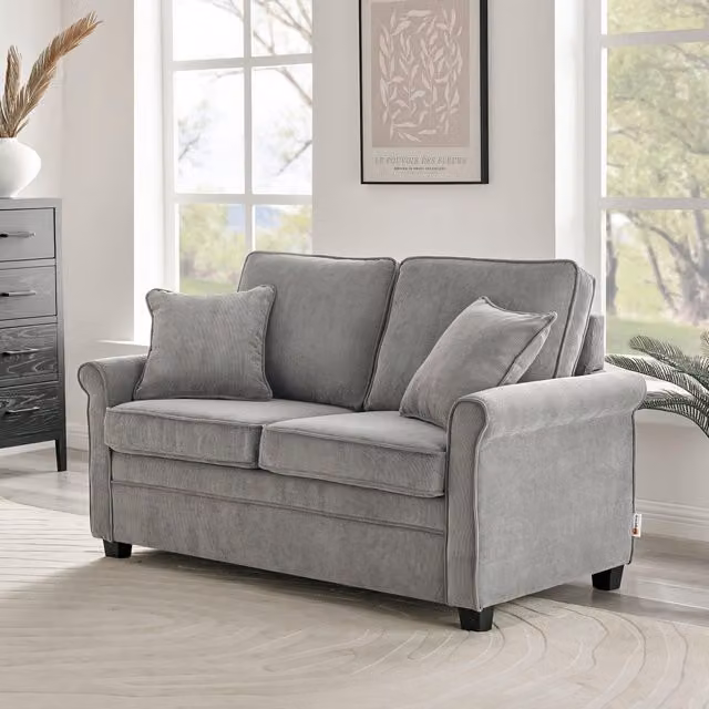 Bravich LTD Ramy 2 Seater Corduroy Sofa Bed with Foam Mattress in Grey