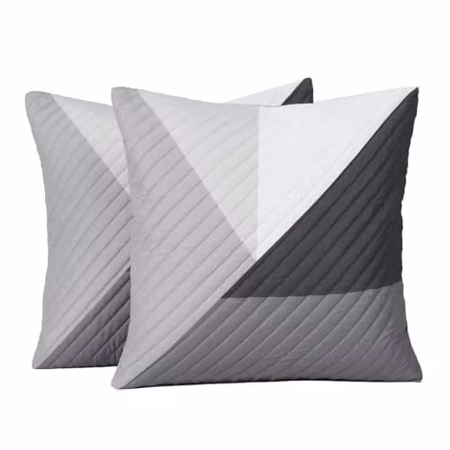 OHS Set of 2 Grey Geometric Pinsonic Square Cushion Covers, W/D/H: 45 x 45 x 45 cm – 1