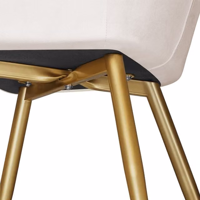 tectake Marilyn Armchair with Padded Velvet Fabric and Gold Metal Legs in Taupe/Grey/Beige