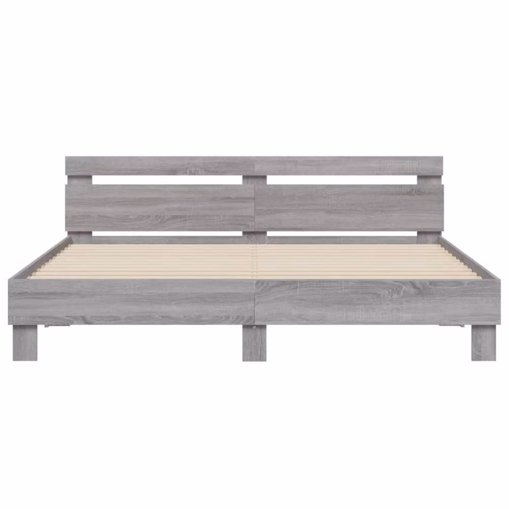 Berkfield Home Modern Grey Sonoma Bed Frame with LED Under-Bed Lighting and USB Charging Port, W/D/H: 200 x 200 cm – 4