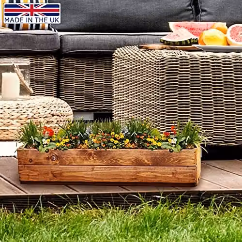 Hortico Wooden Window Box Planters in Red and Brown, Set of 2 – 5