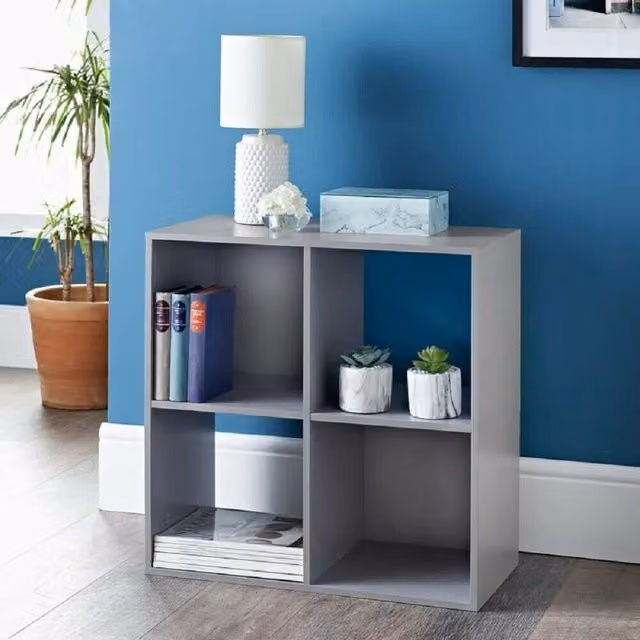 Spot On Dealz 4 Cube Freestanding Bookcase Unit in Grey