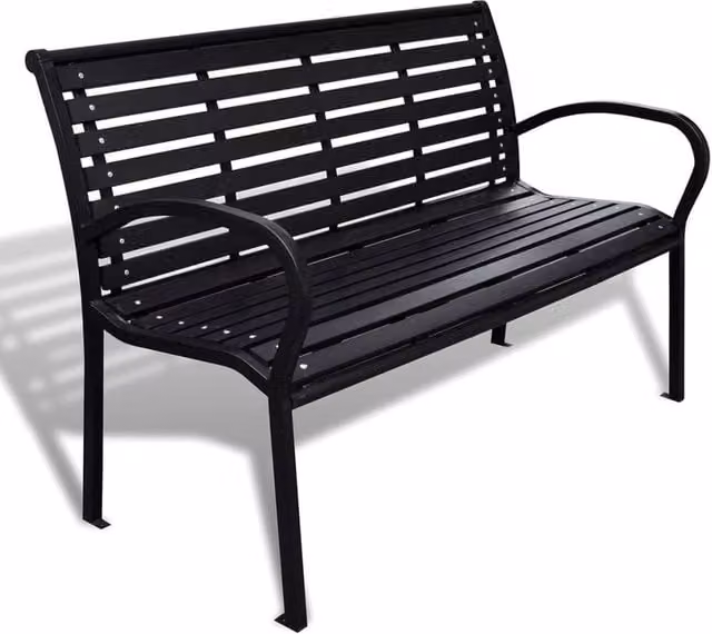 Berkfield Home Modern Garden Bench in Black Steel and WPC, Width: 125 cm