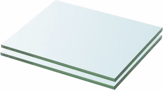 Berkfield Home Wall-Mounted Glass Shelves, 2 Pack, Transparent, W/D/H: 20 x 20 x 2 cm