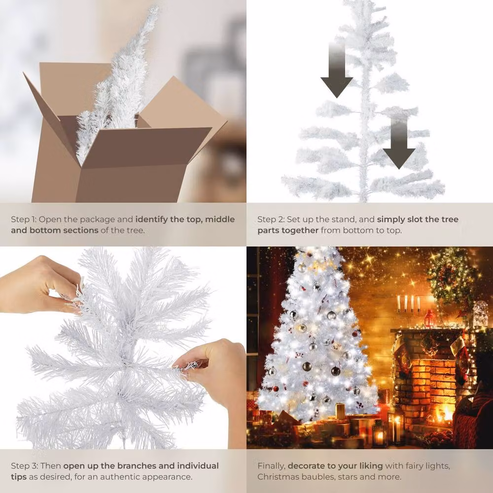 tectake White Christmas Tree, Height: 180 cm – 3