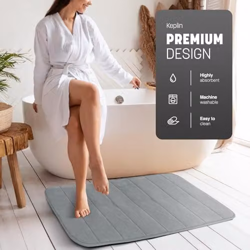 Keplin Memory Foam Bath Mat, Grey, W: 50 cm, L: 80 cm – 4
