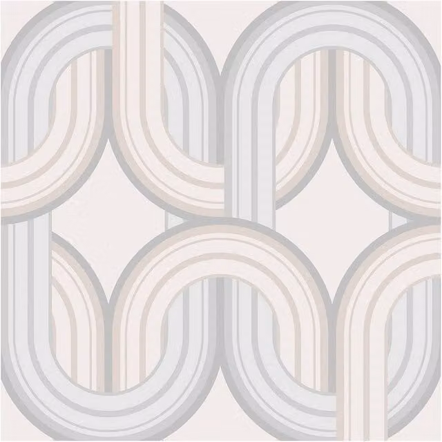 Envy In The Loop Hazy Day Grey Geometric Abstract Mid-Century Wallpaper, Width: 52 cm, Length: 1000 cm
