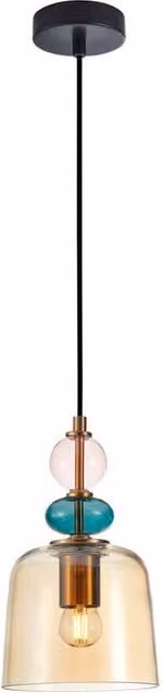 Netlighting Namos Dome Pendant Ceiling Light in Brass and Gold with Amber Glass Shade