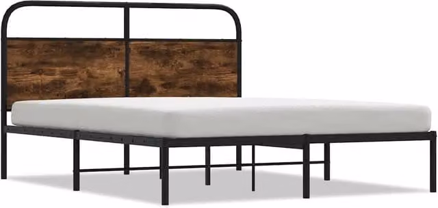 Berkfield Home Small Double Bed Frame in Smoked Oak Brown, W/D/H: 120 x 200 cm