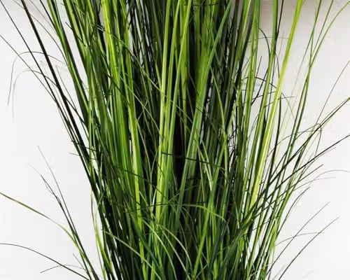 Leaf Design UK 130cm Artificial Green Onion Grass Plant with Silver Metal Tabletop Pot – 3