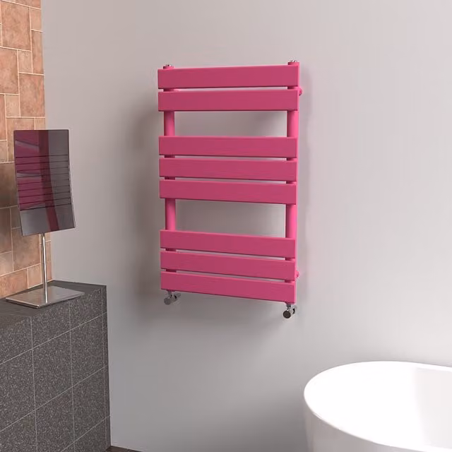 Lux Heat Flat Coloured Towel Radiator in Pink, W/H: 50 x 80 cm