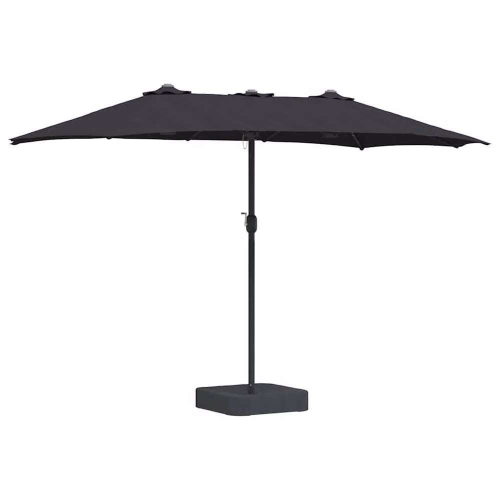 Berkfield Home Modern Folding Garden Parasol in Black Fabric, W/D/H: 385 x 209 x 244 cm – 3