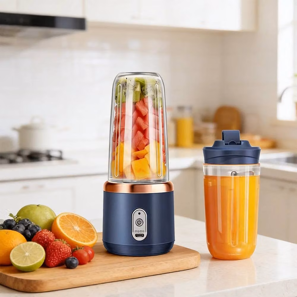 FLAVORA Portable Electric Juice Maker and Blender in Pink and Blue, 400 ml – 4