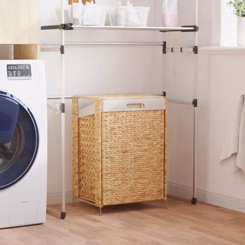 vidaXL Water Hyacinth Laundry Basket with Lid and Handles, W/D/H: 44 x 34 x 64 cm – 2