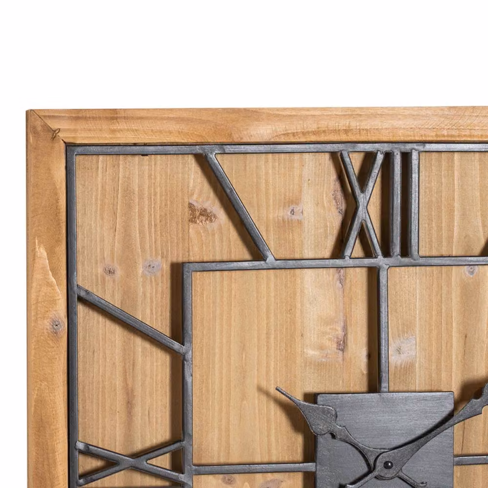 Lemon Pavilion Furniture and Decor Williston Square Wooden Wall Clock in Black and Brown, W60 x H60 cm – 2