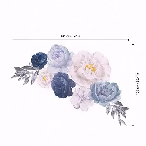 WALPLUS Elegant Oversized Peonies Floral Wall Stickers, 9 Piece Multicolour Removable Peel and Stick Decor for Nursery, Bedroom or Living Room – 2