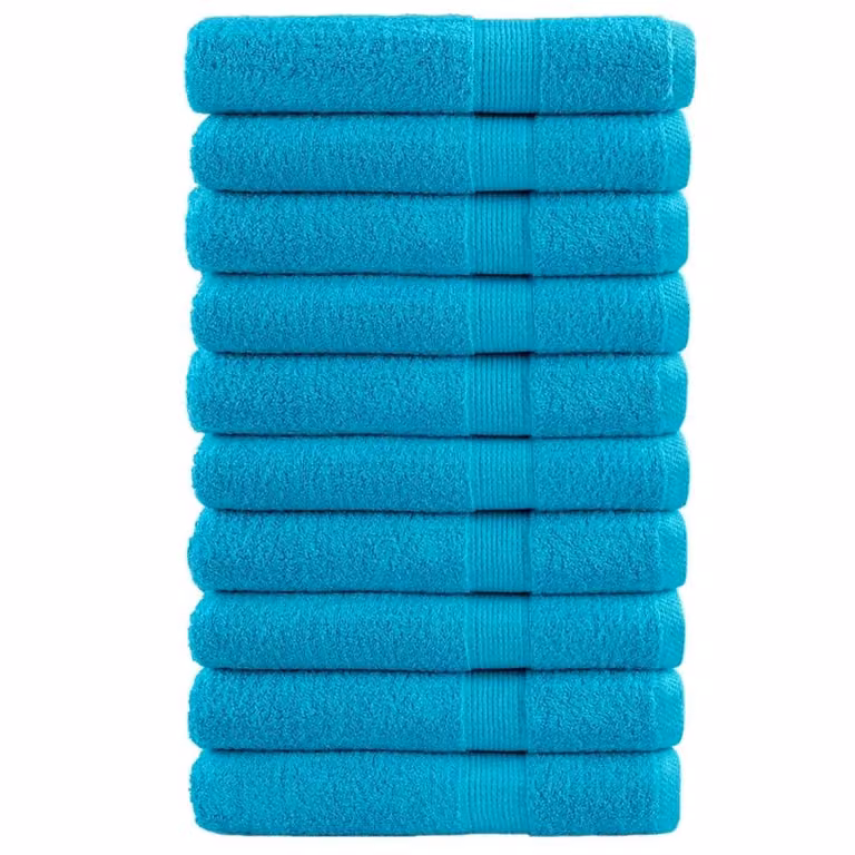Berkfield Home SOLUND Premium Cotton Terry Towels, 10 Piece Set, Turquoise, W: 100 cm, L: 200 cm, 600 gsm