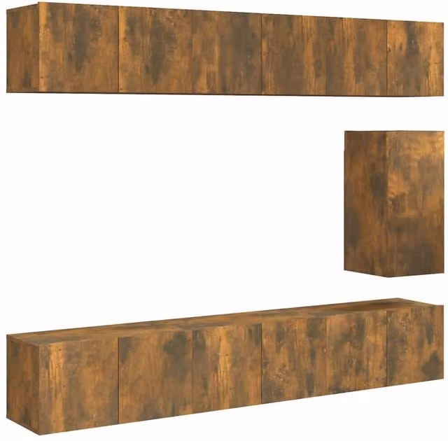 Berkfield Home 7 Piece Smoked Oak TV Cabinet Set in Brown – 1