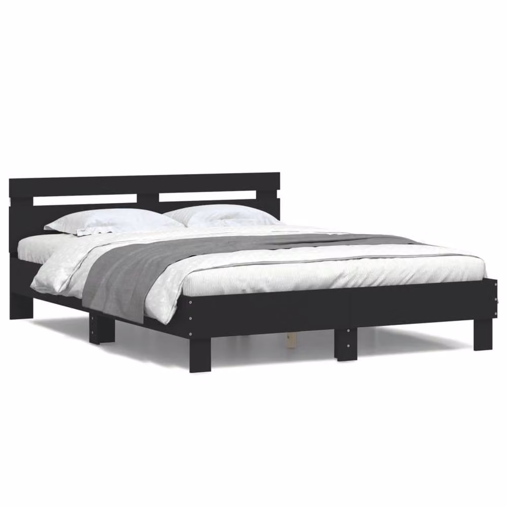 Berkfield Home King Size Bed Frame with LED Under-Bed Lighting in Black, W/D/H: 150 x 200 x 155 cm – 4
