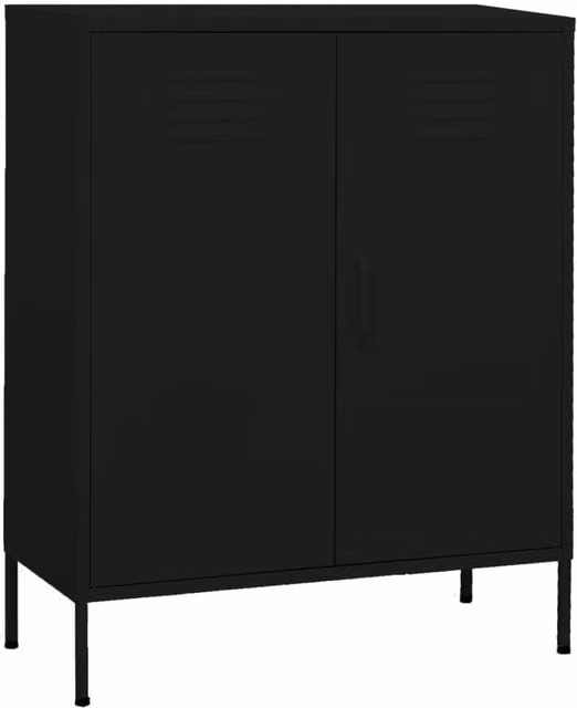 Berkfield Home Freestanding Metal Storage Cabinet in Black, W/D/H: 80 x 35 x 101.5 cm – 1