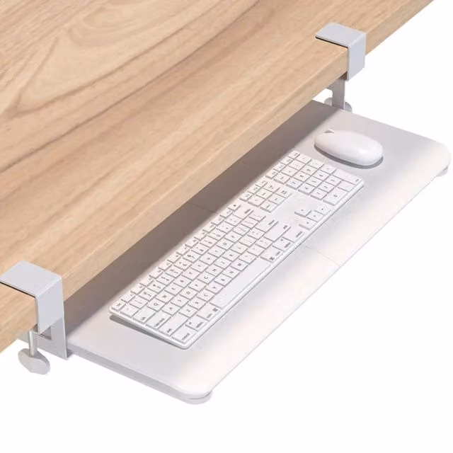 SPETLEK Under Desk Keyboard Tray, White, W: 65 cm, D: 30 cm