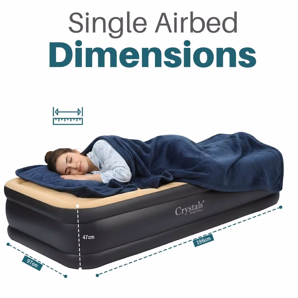 Crystals Single Inflatable Air Bed Mattress with Electric Pump, Beige, W: 90 cm, L: 200 cm – 7