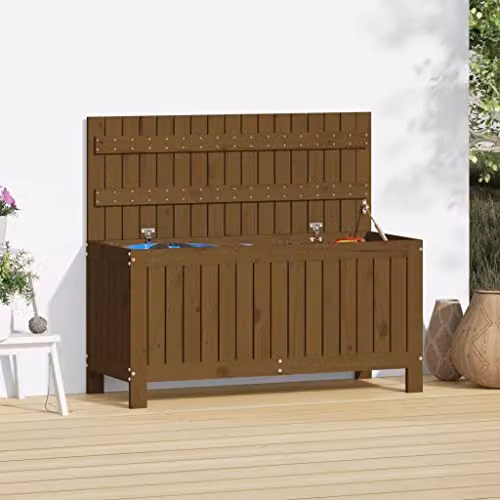 vidaXL Garden Storage Box in Honey Brown Solid Pine Wood, W/D/H: 108 x 42.5 x 54 cm – 2