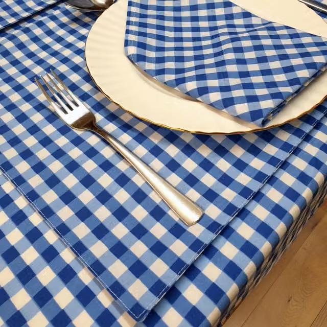 Kitchenwise Blue Checked Gingham Country House Table Placemats