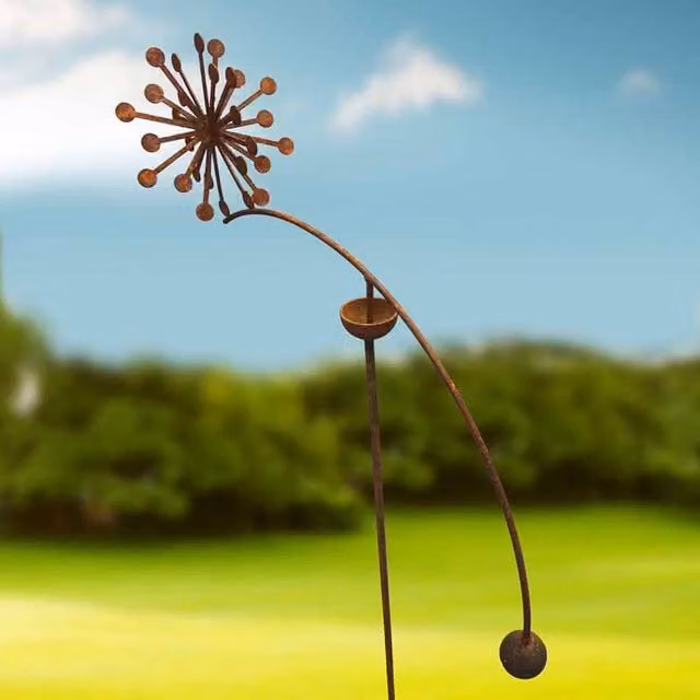 Poppyforge Allium Wind Rocker Single Steel Garden Sculpture in Brown, L66 x W54 x H148.5 cm – 1