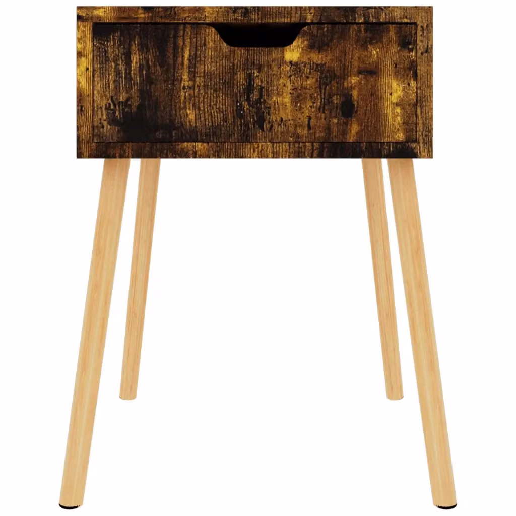 Berkfield Home Set of 2 Smoked Oak Bedside Cabinets in Brown, W/D/H: 40 x 40 x 56 cm – 3