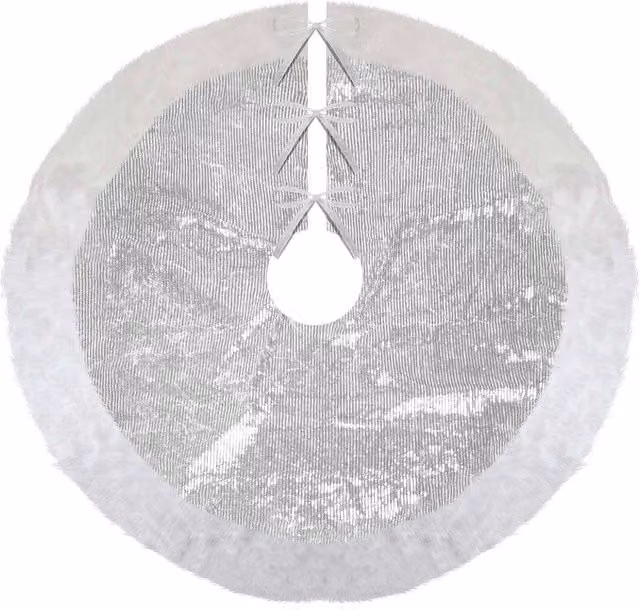 VFM e-Store Christmas Sequin Tree Skirt Decoration in Silver and White, W: 49 cm, D: 31 cm – 1