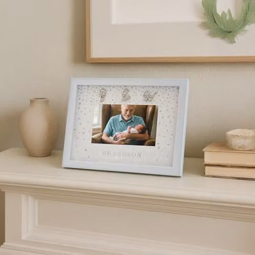 Happy Homewares Modern Dotted Single Picture Frame, White and Silver, 10 x 15 cm – 3