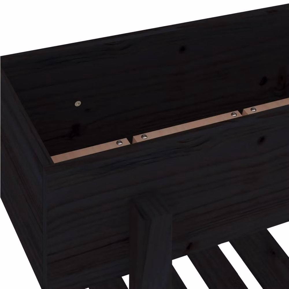 Berkfield Home Beautiful Garden Planter in Black Solid Pine Wood, W/D/H: 62 x 30 x 69 cm – 5