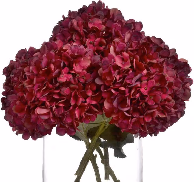 KDMK Autumn Ruby Hydrangea Floral Tabletop Decoration, Red Metal