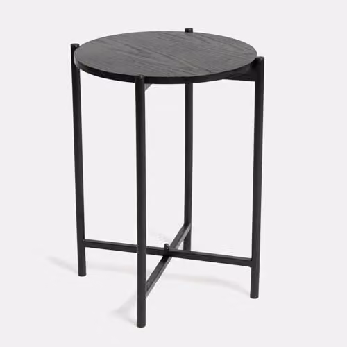 OHS Black Round Side Table with Metal Frame and MDF Laminate Top – 4